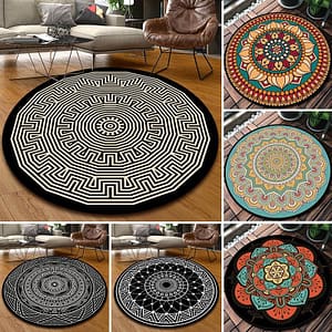 S323010b38f95429fa534f2178af2bacca Mandala Bedroom Carpet Children's Room Floor Mat Non-slip Computer Chair Study Mat Ethnic Style Living Room Round Carpet