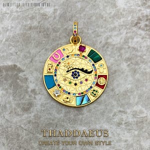 S37c5b4fd9dba4264b04207a0fde4c51eC Magical Lucky Symbols Gold Turquoise Amulet