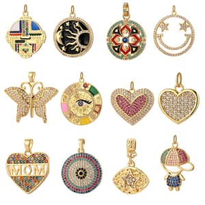 S7af926a548fe44e899734ddb44aa15a6r Heart Blue Eye Charms Love Colorful Charm Bracelet Necklace