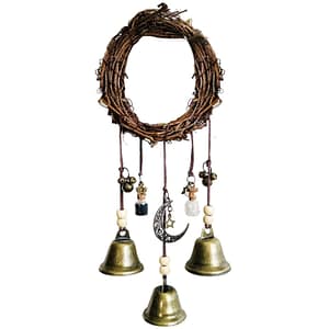 S8a2181480c7e4b2bb18368dada9d8d88y Witch Bells Protection Wreath Magic Wind Chimes for Home Door