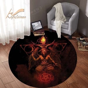 Satanic-Cat-Round-Rug-Goat-Impaled-Throne-Area-Carpet-Bath-Mat-Black-Rug-Living-Room-Home Satanic Cat Round Rug Goat Impaled Throne Area Carpet Bath Mat Black Rug Living Room Home Decoration circle rug