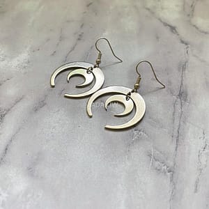 Silver-Colour-Double-Crescent-Moon-Earrings-Textured-Raw-Brass-Celestial-Boho-Hippie-Jewelry-Punk-Women-Gift Silver Colour Double Crescent Moon Earrings Textured Raw Brass Celestial Boho Hippie Jewelry Punk Women Gift Fashion