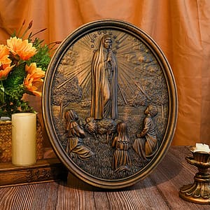 Solid-Wood-Carving-Crafts-Ornaments-Our-Lady-of-Fatima-Catholic-Saint-statues-Wooden-Wall-Hanging-Home Solid Wood Carving Crafts Ornaments, Our Lady of Fatima, Catholic Saint statues, Wooden Wall Hanging, Home Decoration
