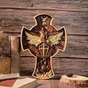 Trinity-with-Archangel-Dragon-Slaying-Cross-God-Praying-Cross-Room-Church-Christian-Wall-Art-Hand-Carved Trinity with Archangel Dragon Slaying Cross God Praying Cross Room Church Christian Wall Art Hand Carved Crafts