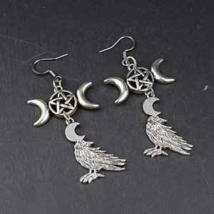 Wicca-Design-Earring-Raven-Moon-Earring-Gothic-Punk-Jewelry Wicca Design Earring Raven Moon Earring Gothic Punk Jewelry