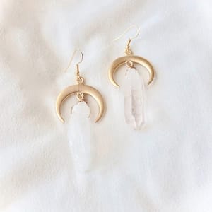 Witch-Crescent-Moon-Crystal-Quartz-Dangle-Earring-Celestial-Witch-Jewelry-Pagan-Gift Witch Crescent Moon Crystal Quartz Dangle Earring Celestial Witch Jewelry Pagan Gift