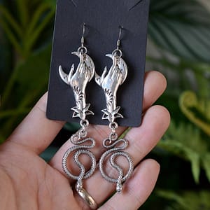 Witch-Crescent-Moon-Hand-Snake-Dangle-Earrings-Serpent-Earring-Withy-gift Witch Crescent Moon Hand Snake Dangle Earrings Serpent Earring Withy gift