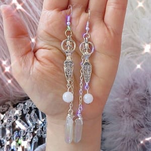 Witch-Goddess-Crystal-Quartz-Dangle-Earrings-Pagan-Jewelry Witch Goddess Crystal Quartz Dangle Earrings Pagan Jewelry
