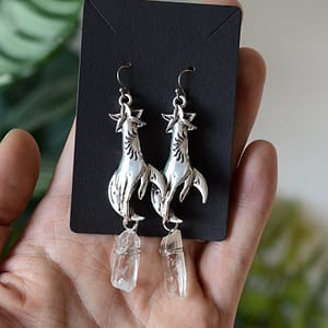 Witch-Hand-Statment-Crystal-Quartz-Dangle-Earrings-Pagan-Earrings-Wicca-Gift Witch Hand Statment Crystal Quartz Dangle Earrings Pagan Earrings Wicca Gift