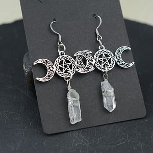 Witchy-Celtics-Moon-Star-Earring-With-White-Crystal-Gothic-Trinity-Knot-Drop-Earring Witchy Celtics Moon Star Earring With White Crystal Gothic Trinity Knot Drop Earring
