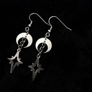 Witchy-Earrings-Moon-Stars-Witch-Style-Moon-Child-Gifts-Wiccan-Gifts-Silver-plated-Moon-Charms-Star Witchy Earrings Moon&Stars Witch Style Moon Child Gifts Wiccan Gifts,Silver plated Moon Charms,Star,Gift,gift for Wicca