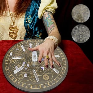 Wooden-Seven-Chakra-Crystal-Energy-Disk-Oak-Carved-Witch-Divination-Props-Star-Pendulum-Board-Carven-Board Wooden Seven Chakra Crystal Energy Disk Oak Carved Witch Divination Altar Astrolabe Props