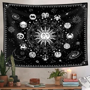 Zodiac-Tapestries-Sun-and-Moon-Tapestry-Astrology-Tapestry-Zodiac-Sign-Tapestry-Constellation-Tapestry-Black-and-White Zodiac Tapestries Sun and Moon Tapestry Astrology Tapestry Zodiac Sign Tapestry, Constellation Tapestry Black and White