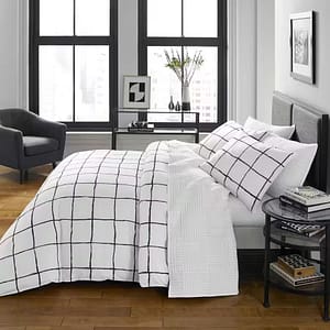 a27f0bea4c60fe63d0b455b54d854d8d Zander 2-Piece White Plaid Microfiber Twin Comforter Set