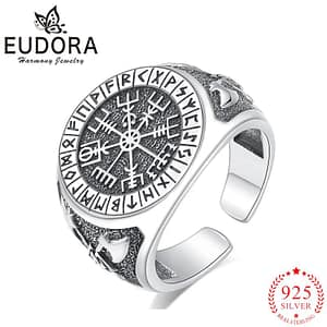 adc639639a03ae475375fc0f38a3ad90 Sterling Silver Viking Compass Ring Opening Adjustable Amulet Ring