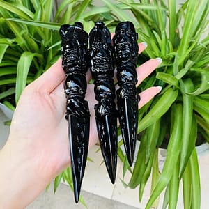 b2b675fa33ffbd8005277d51462c9b9a Black Obsidian Crystals – Hand-Carved Vajra Dorje Phurba Amulet