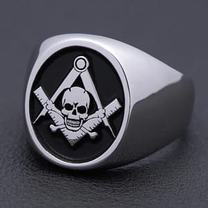c58d0292354f16b1e258d9879516a2a2 Antique Freemason Masonic Widow's Son Skull and Crossbones sterling silver Ring