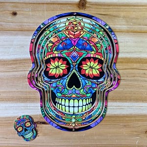c8bf59b17532f91882aab5c568267b1d Sugar Skull Wind Spinner for Day of the Dead Outdoor Garden Yard Hanging Ornament Decoration