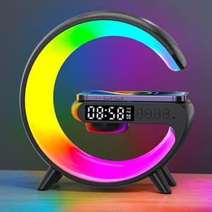 d0b18e0e360858101fee5fd2ca02c6bf Multifunctional Wireless Charger Stand Pad Alarm Clock Speaker RGB Light Fast Charging Station for Iphone X 11 12 13 14 Samsung