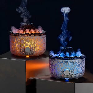 ed694f3fb923fb8ff66f2b0e7dde1bcd Diffuser Humidifier with 3D Flame and Volcano Effect,560Ml Aroma Essential Oil Diffuser with Remote Control,White