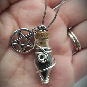fcf777a7f052d1e53467c85d2b54af4b Spell Jar Witch Black Salt Spell Protection Jar Necklace Wire Wrapped Protection Jewelry Wicca Jewelry Hoodoo