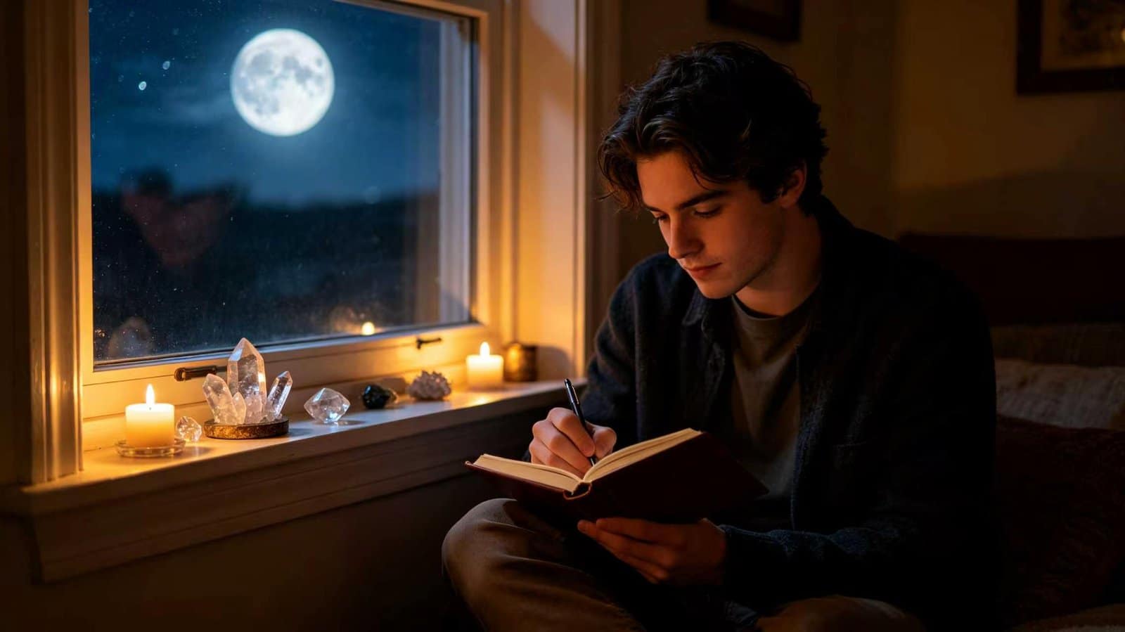 Witchcraft 101: Beginner Witch Writing in Book of Shadows Witchcraft 101: Beginner witch writing in Book of Shadows by moonlight