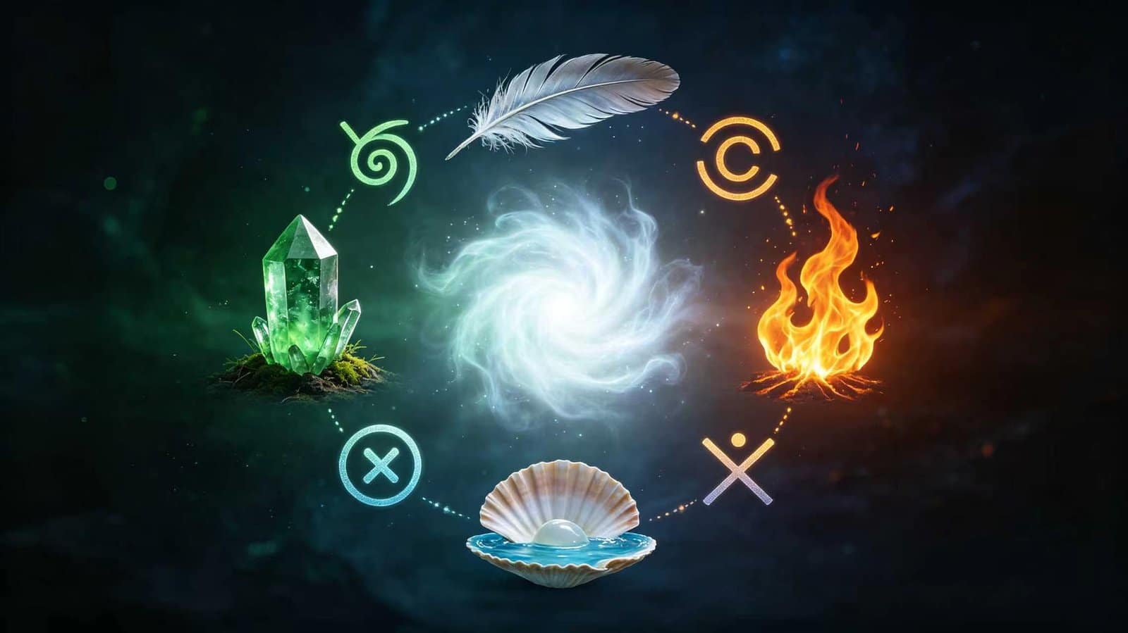 Witchcraft 101: The Five Elements Witchcraft 101: Five elements circle with earth, air, fire, water, and spirit